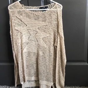 tan knit See through his sweater/cover up
